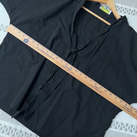 Alexander Michael Snyder Top Lagenlook 100% Cotton Black V-Neck Tie Goth Grunge - Picture 5 of 9